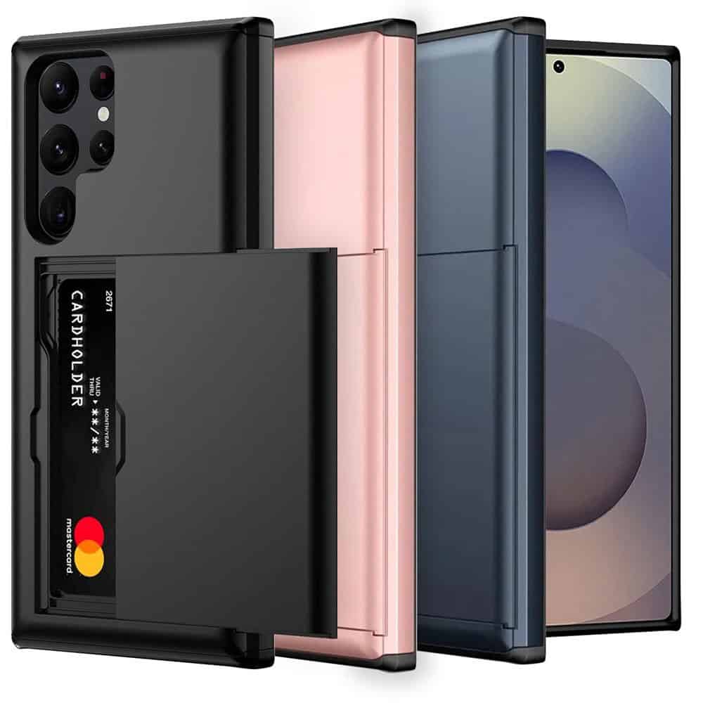 For Samsung Galaxy Slide Armor Card Holder Wallet Protective Shockproof Hard Dual Layer Back Cover For Samsung Galaxy Slide Armor Card Holder Wallet Protective Shockproof Hard Dual Layer Back Cover